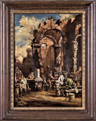Capricci avec ruines architecturales - Alessandro Magnasco (1667-1749) - Tableaux et dessins Style Louis XIV